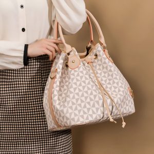 Women's Chic Pattern Bucket Bag, Versatile Crossbody Bag & Purse, Drawstring Handbag