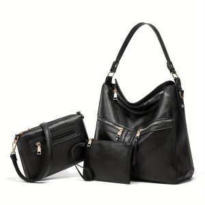 3pcs Women's Shoulder Bag With Wallet And Crossbody Bag, Simple Design Bag For Daily Commute