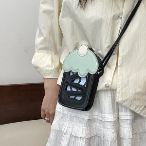 Women Cute Small Crossbody Bag Cupcake Shape PU Leather Cell Phone Purse with Long Shoulder Strap