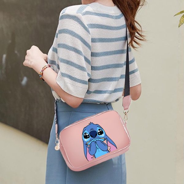 Chic Pink Stitch Lilo Double-Sided Crossbody Bag - Versatile Shoulder Purse with Phone & Coin Compartment, Durable PU Material