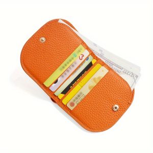 Mini Genuine Leather Coin Purse, Solid Color Bifold Wallet, Women's Casual Card Case