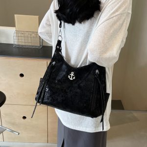 Solid Color Shoulder Bag With Adjustable Strap, Casual And Stylish Crossbody Bag, For School, Commuting